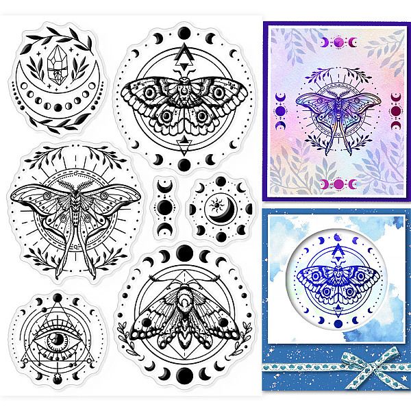 

PandaHall GLOBLELAND Moth Clear Stamps Evil Eyes Decorative Clear Stamps Silicone Clear Stamps for Card Making Clear Silicone Seal Stamps...