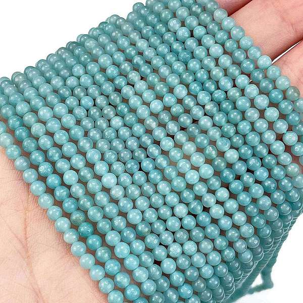 

PandaHall Natural Amazonite Beads Strands, Round, Grade A, 3mm, Hole: 0.5mm, about 136pcs/strand, 15.87''(40.3cm) Amazonite Round