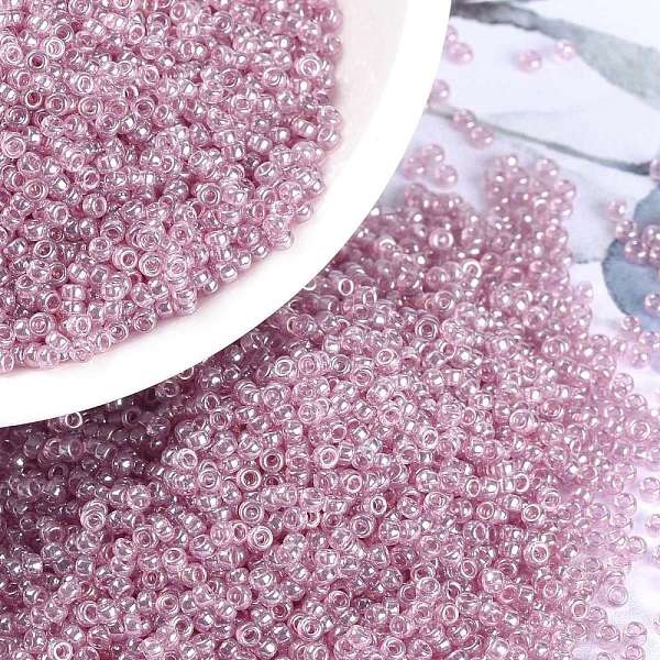 

PandaHall MIYUKI Round Rocailles Beads, Japanese Seed Beads, 15/0, (RR3509) Transparent Light Rose Luster, 1.5mm, Hole: 0.7mm, about..., Purple