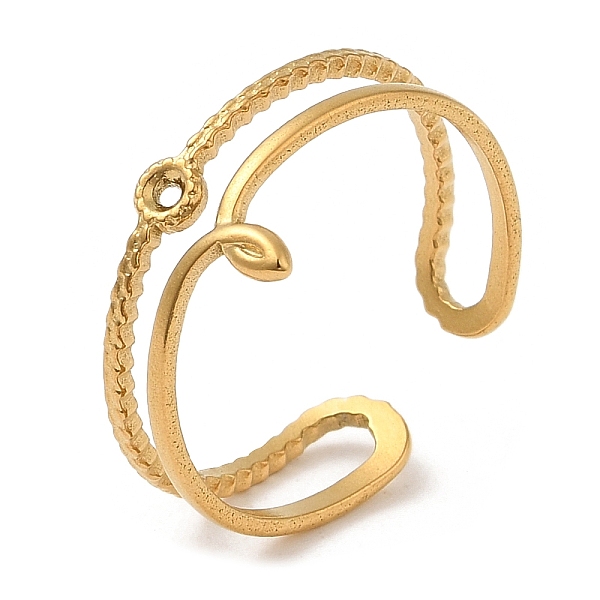 

PandaHall 304 Stainless Steel Hollow Knot Open Cuff Rings for Women, Real 18K Gold Plated, Inner Diameter: 18.2mm 304 Stainless Steel