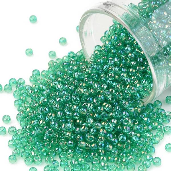 

PandaHall TOHO Round Seed Beads, Japanese Seed Beads, (164B) Transparent AB Dark Peridot, 11/0, 2.2mm, Hole: 0.8mm, about 1110pcs/10g Glass..., Green