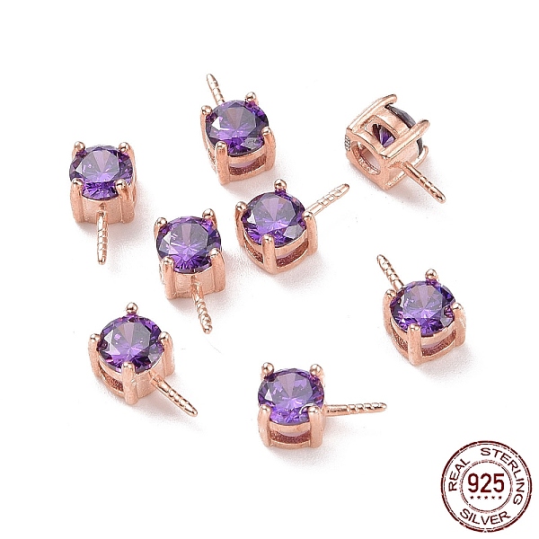 

PandaHall 925 Sterling Silver Peg Bails, with Cubic Zirconia, Square, Rose Gold, Medium Purple, 9x4x4.5mm, Hole: 2.5x1.5mm, Pin: 0.6mm...