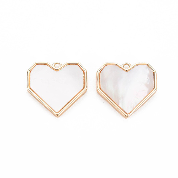 

PandaHall Shell Charms, Nickel Free, Heart, Real 18K Gold Plated, 13.5x14x2mm, Hole: 1mm Shell Heart