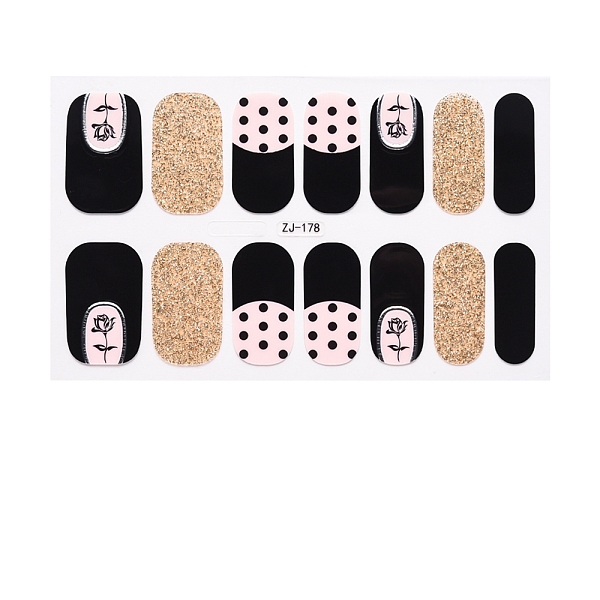 

PandaHall Full Wraps Nail Polish Stickers, Self-Adhesive, for Nail Decals Design Manicure Tips Decorations, Black, 14pcs/sheet Paper Flower...