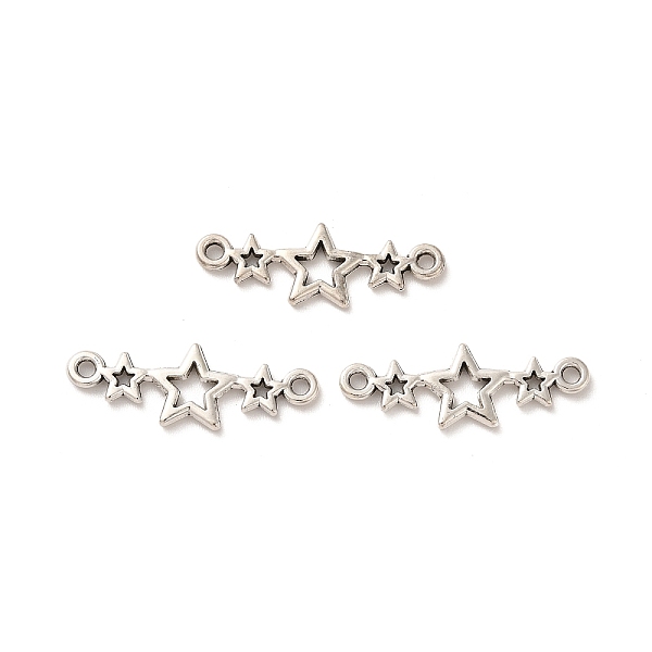 

PandaHall Tibetan Style Alloy Connector Charms, Triple Star Links, Nickel, Antique Silver, 9x25x1.5mm, Hole: 1.5mm, about 833pcs/500g Alloy...