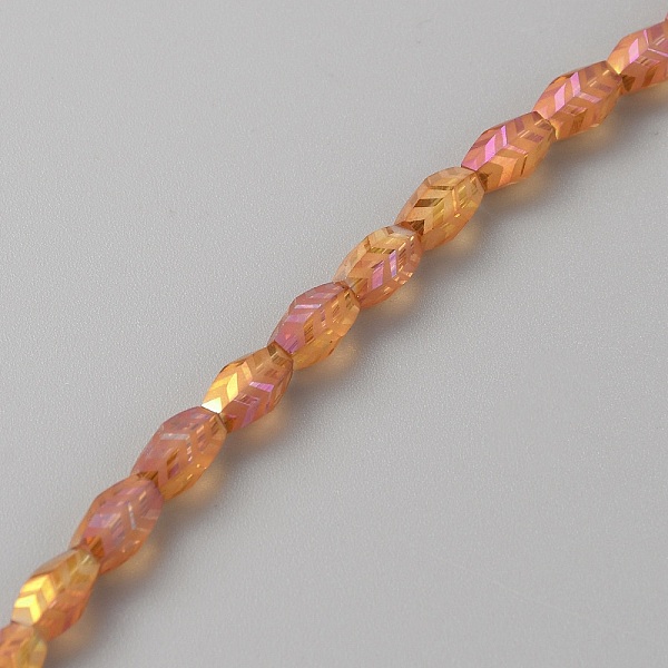 

PandaHall Transparent Electroplate Glass Beads, Faceted Oval with Arrows Pattern, Saddle Brown, 10x6mm, Hole: 1.2mm Glass Oval