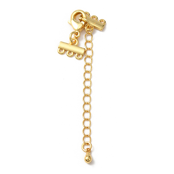 

PandaHall Brass Chain Extenders, End Chains with Lobster Claw Clasps and Double Strand Necklace Layering Clasps, Real 18K Gold Plated, 62mm...