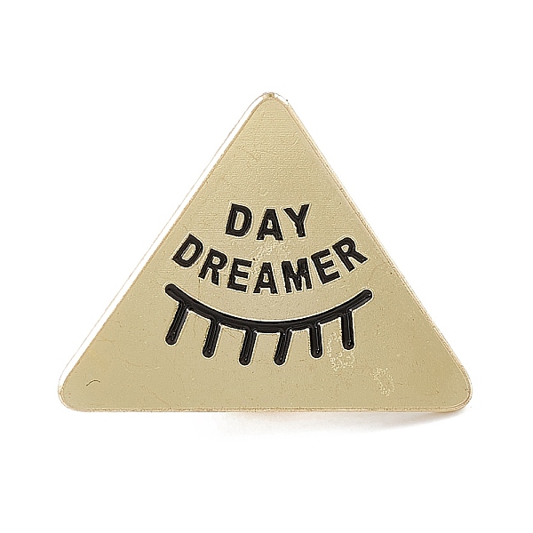 PandaHall Triangle with Eye Enamel Pin, Light Gold Alloy Word Day Dreamer Brooch for Backpack Clothes, Eyelash Pattern, 23x30x2mm, Pin...