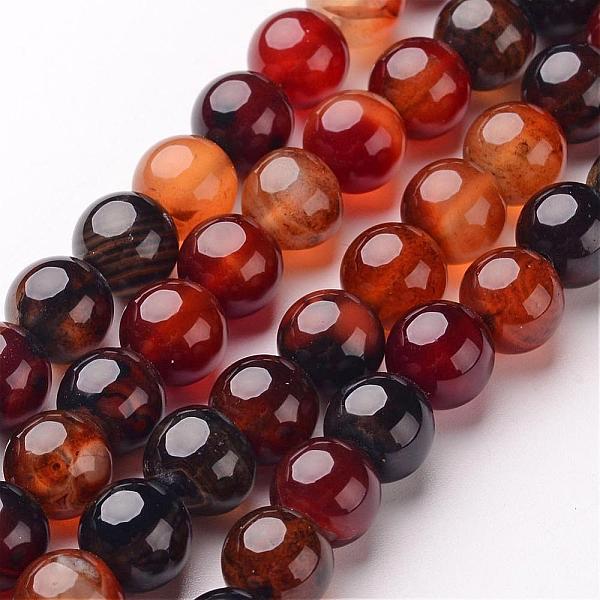natural agate beads strands, round, dyed & heated, chocolate, 6mm, hole: 1mm; about 64pcs/strand, 14.5inches