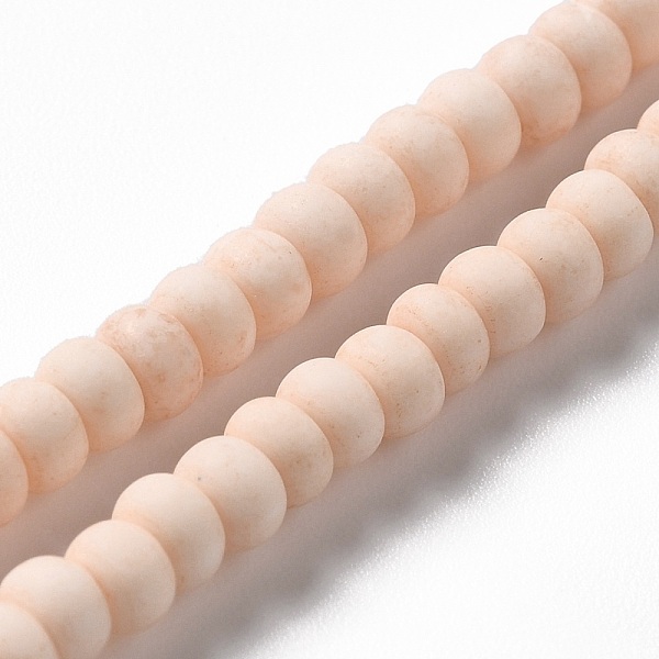 

PandaHall Handmade Frosted Porcelain Beads, Flat Round, Light Salmon, 4x3mm, Hole: 0.8mm, about 134pcs/strand, 15.55 inch(39.5cm) Porcelain...