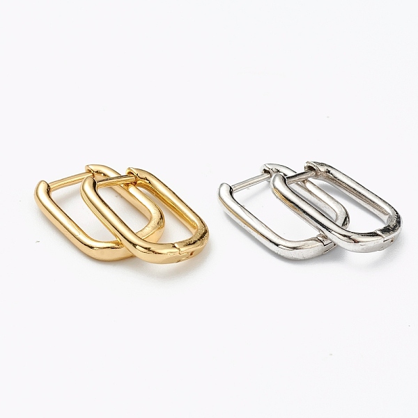 

PandaHall Brass Huggie Hoop Earrings, Long-Lasting Plated, Rectangle, Mixed Color, 15.5x11.5x2mm, Pin: 1mm Brass Rectangle