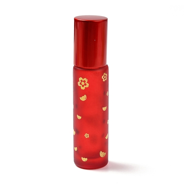 

PandaHall Glass Essential Oil Roller Bottles, with Lid and Stainless Steel Roller Balls, Refillable Bottles, Column with Fortune Cat Pattern..., Red