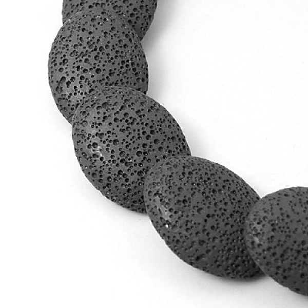 

PandaHall Natural Lava Rock Beads Strands, Dyed, Oval, Black, 33x24x9mm, Hole: 1mm Lava Rock Oval Black