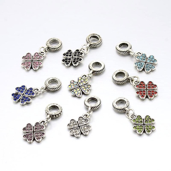 

PandaHall Large Hole Clover Alloy Enamel European Dangle Charms, Antique Silver, Mixed Color, 24mm, Hole: 5mm Alloy+Rhinestone Clover..., Multicolor