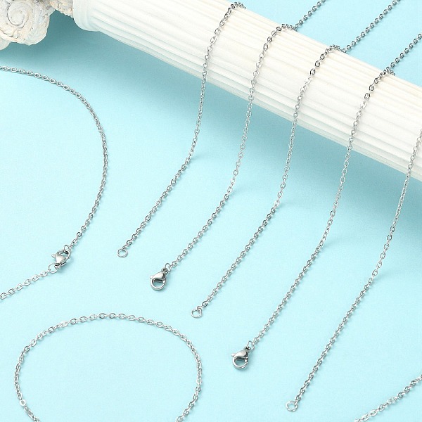 10Pcs 304 Stainless Steel Cable Chain Necklaces Set for Men Women
