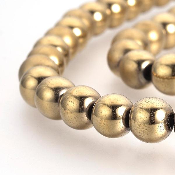 

PandaHall Electroplate Non-magnetic Synthetic Hematite Beads Strands, Matte Style, Round, Light Gold Plated, 8mm, Hole: 1.5mm, about...