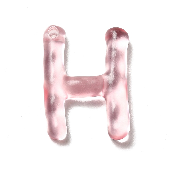 

PandaHall Transparent Resin Alphabet Pendants, Letter Charms, Letter.H, 41~45x33~52.5x8mm, Hole: 3.5mm Resin Letter H Pink