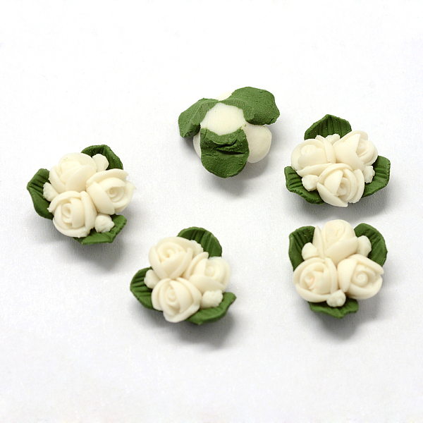 

PandaHall Handmade Porcelain Cabochons, China Clay Beads, Flower, Floral White, 15.5~17.5x15~17x8~9mm Porcelain Flower