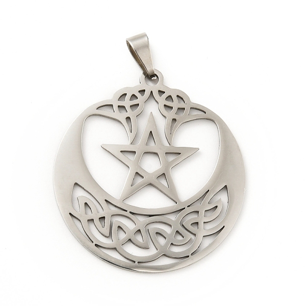 

PandaHall 201 Stainless Steel Pendants, Hollow, Flat Round with Star, Stainless Steel Color, 35x32.5x1mm, Hole: 5x2mm 201 Stainless Steel...
