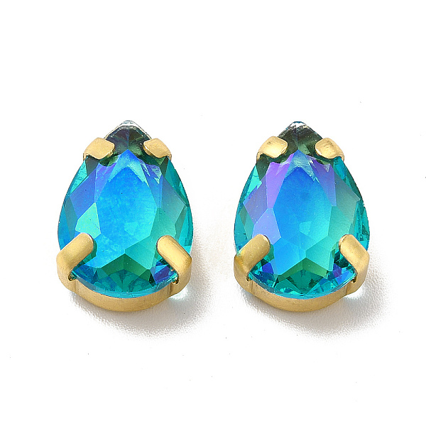 

PandaHall Moonlight Effect Teardrop Sew on Rhinestone, Multi-strand Links, with Golden Tone Brass Prong Settings, Garments Accessories..., Cyan