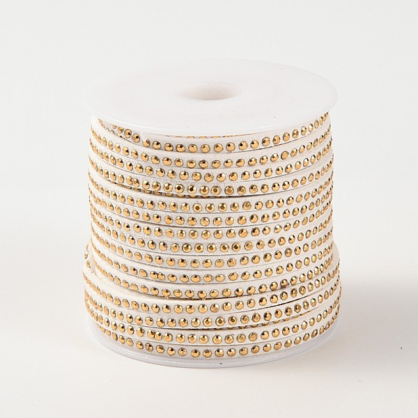 

PandaHall Rivet Faux Suede Cord, Faux Suede Lace, with Aluminum, WhiteSmoke, 3x2mm, about 20yards/roll Faux Suede+Rivet White