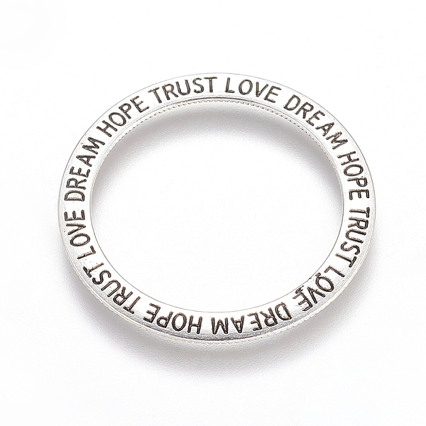 

PandaHall Antique Silver Tibetan Style Linking Rings, Lead Free, Ring with Word Hope Dream, 35x2mm Alloy Ring