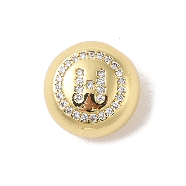 

PandaHall Rack Plating Brass & Cubic Zirconia Pendants, Cadmium Free & Lead Free, Long-Lasting Plated, Flat Round with Letter, Letter H..., Clear