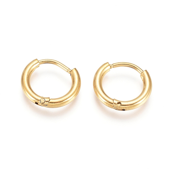 

PandaHall 304 Stainless Steel Huggie Hoop Earrings, with 316 Surgical Stainless Steel Pin, Ion Plating(IP), Ring, Golden, 12x2mm, 12 Gauge...