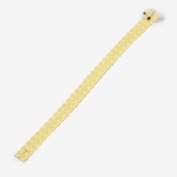 

PandaHall Garment Accessories, Nylon Lace Zipper, Zip-fastener Components, Light Khaki, 34x2.4cm Nylon