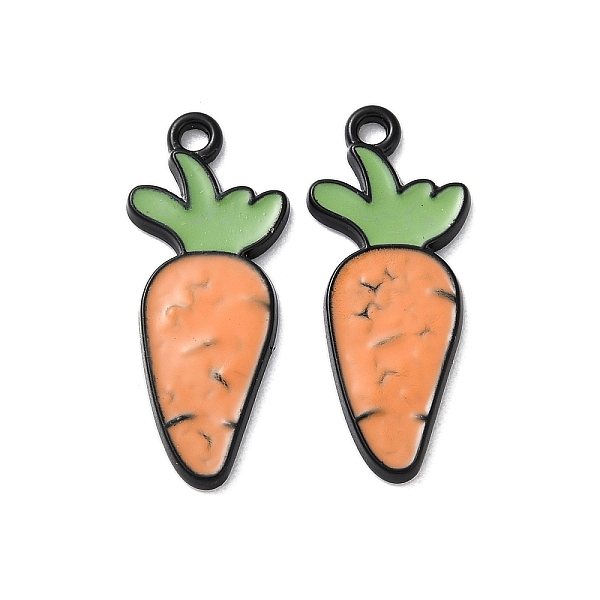 

PandaHall Alloy Enamel Pendants, Cadmium Free & Nickel Free & Lead Free, Carrot Charm, Black, 25x10x1.5mm, Hole: 1.6mm Alloy+Enamel Carrot