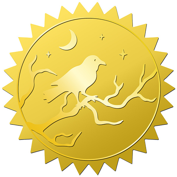 

PandaHall 34 Sheets Self Adhesive Gold Foil Embossed Stickers, Round Dot Medal Decorative Decals for Envelope Card Seal, Raven, 165x211mm...