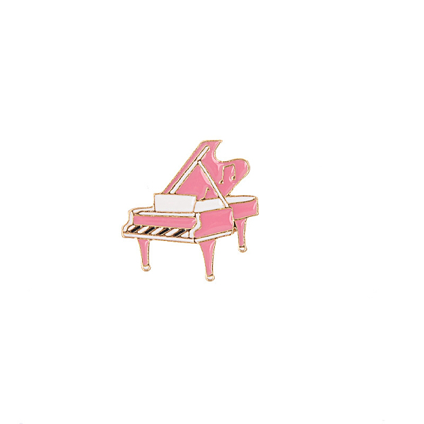

PandaHall Piano Enamel Pin, Golden Alloy Badge for Backpack Clothes, Pink, 29x27mm Alloy+Enamel Pink
