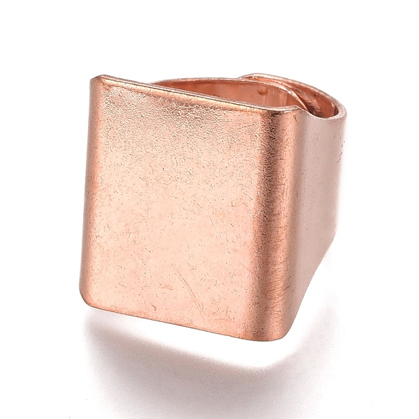 

PandaHall Brass Finger Rings, Wide Band Rings, Square, Rose Gold, 17x19.5mm Brass