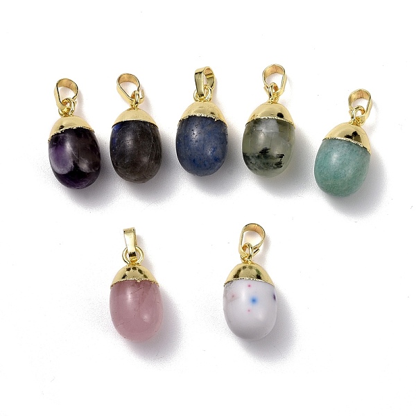 

PandaHall Natural Mixed Gemstone Pendants, with Golden Brass Findings, Oval, 18.5x9.5mm, Hole: 3.5x6.5mm Mixed Stone Oval