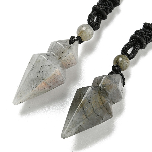 

PandaHall Natural Labradorite Conical Pendulum Pendant Necklace with Nylon Cord for Women, 27.56 inch(70cm) Labradorite Others