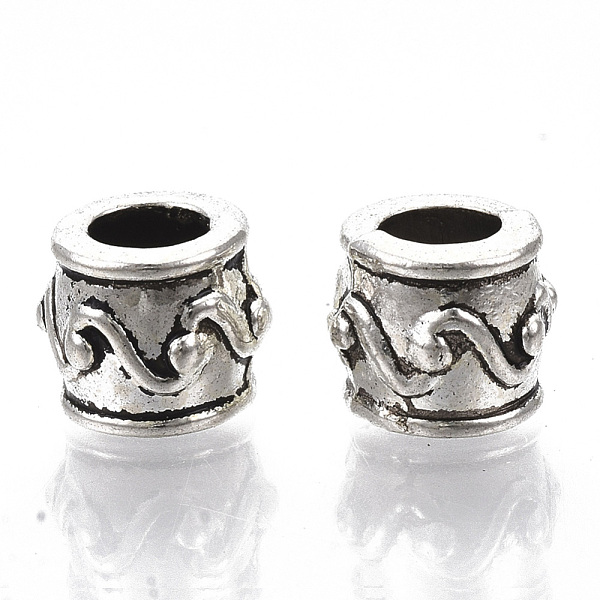 

PandaHall Tibetan Style Alloy European Beads, Large Hole Beads, Cadmium Free & Lead Free, Column with Wavy Pattern, Antique Silver, 8x10mm...
