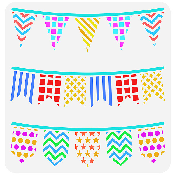 

PandaHall PET Hollow Out Drawing Painting Stencils, for DIY Scrapbook, Photo Album, Flag Pattern, 30x30cm Plastic Flag