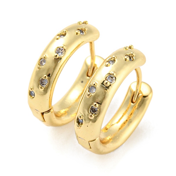 

PandaHall Rack Plating Brass Micro Pave Cubic Zirconia Half Hoop Earrings for Women, Lead Free & Cadmium Free, Long-Lasting Plated, Real 18K..., Clear
