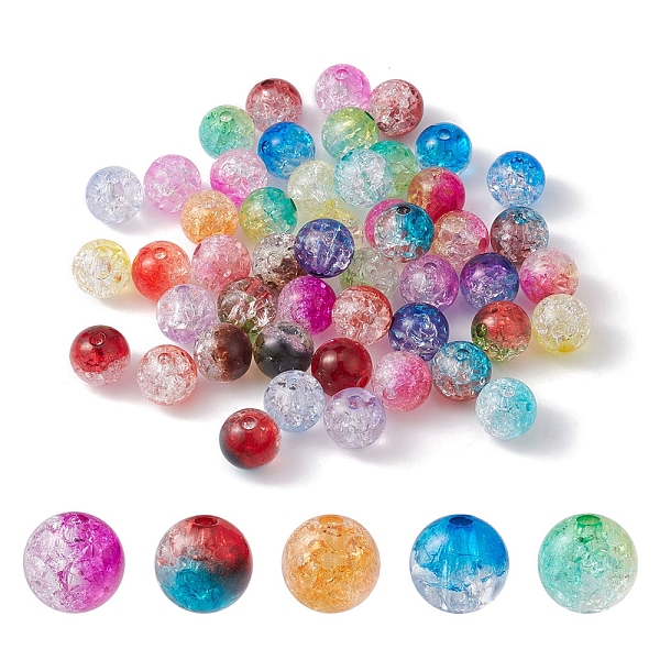 

PandaHall Transparent Crackle Acrylic Beads, Round, Mixed Color, 10mm, Hole: 2mm Acrylic Round Multicolor