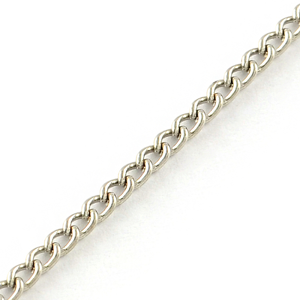 

PandaHall Unwelded Iron Curb Chains, with Spool, Platinum, 2.5x1.6x0.45mm, about 328.08 Feet(100m)/roll Iron