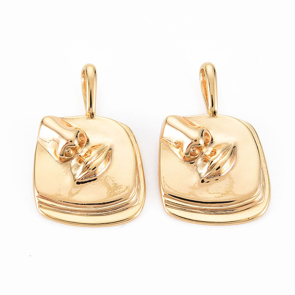 

PandaHall Brass Pendants, Nickel Free, Nose with Lip, Real 18K Gold Plated, 27x17.5x5mm, Hole: 7.5x3.5mm Brass Lip