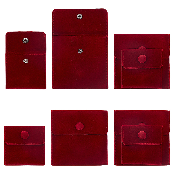 

PandaHall SUPERFINDINGS 8Pcs 2 Styles Square Velvet Cloth Bag 7cm 10cm Dark Red Velvet Jewelry Bags with Snap Fastener Cloth Gift Pouches...