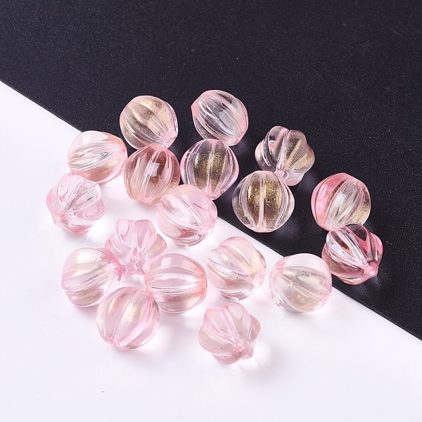 

PandaHall Transparent Glass Beads, with Glitter Powder, Pumpkin, Misty Rose, 10.5mm, Hole: 1mm Glass Pumpkin Red