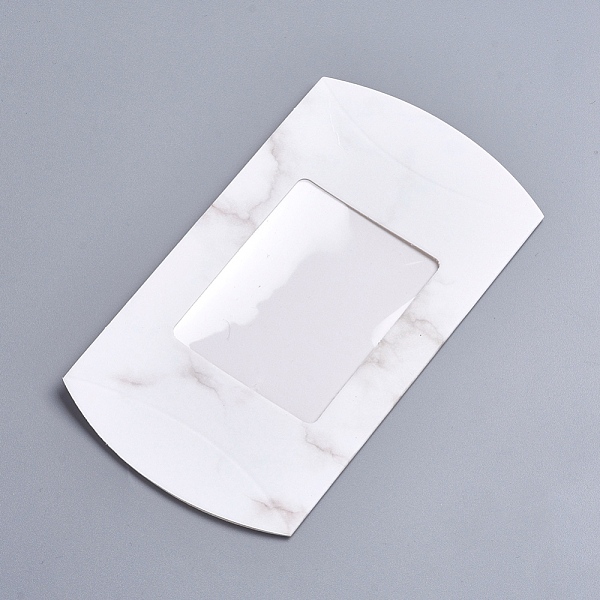 

PandaHall Paper Pillow Boxes, Gift Candy Packing Box, with Clear Window, Marble Texture Pattern, White, 12.5x7.6x2.2cm Paper Pillow White