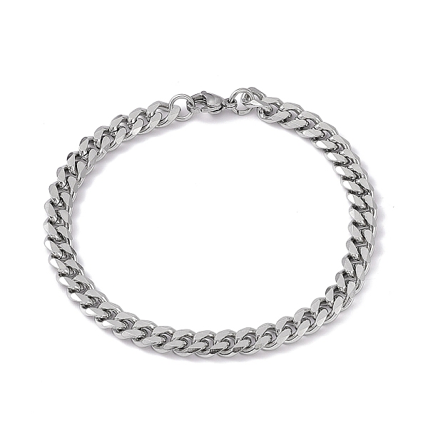 

PandaHall 201 Stainless Steel Curb Chain Bracelet with 304 Stainless Steel Clasps for Men Women, Stainless Steel Color, 7-7/8 inch(20cm)...