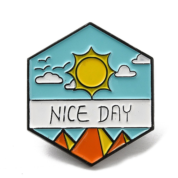 

PandaHall Hexagon Enamel Pins, Black Alloy Badge for Women, Word Nice Day, Star, 25x22x1.4mm Alloy+Enamel Star