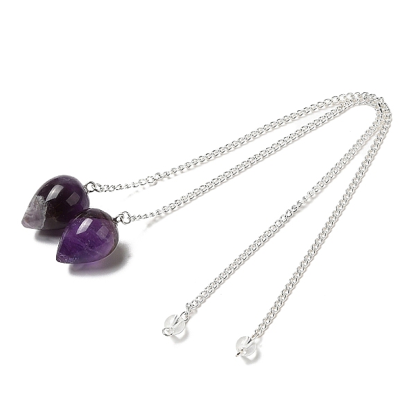 

PandaHall Natural Amethyst Dowsing Pendulums, with Silver Tone Iron Chains, Teardrop Pendant, 235mm, Hole: 1.7mm Amethyst Teardrop
