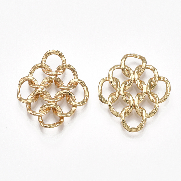 

PandaHall Brass Filigree Joiners Links, Real 18K Gold Plated, 26x22x3mm Brass Rhombus