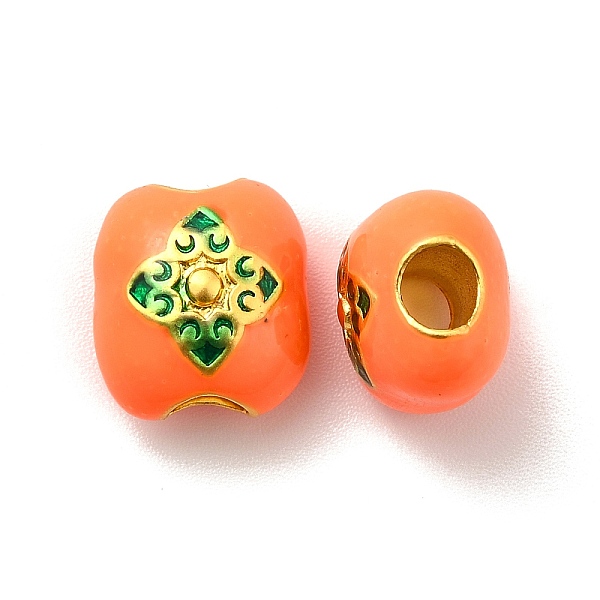 

PandaHall Rack Plating Alloy Enamel European Beads, Large Hole Beads, Cadmium Free & Lead Free, Matte Gold Color, Rectangle, Orange...