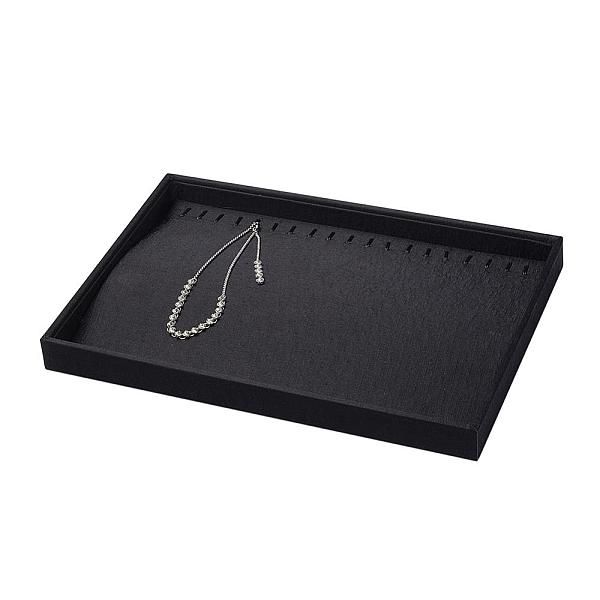 

PandaHall Wood Necklace Displays, Rectangle, Cover with Cloth, Black, 35x24x3cm Cloth Black